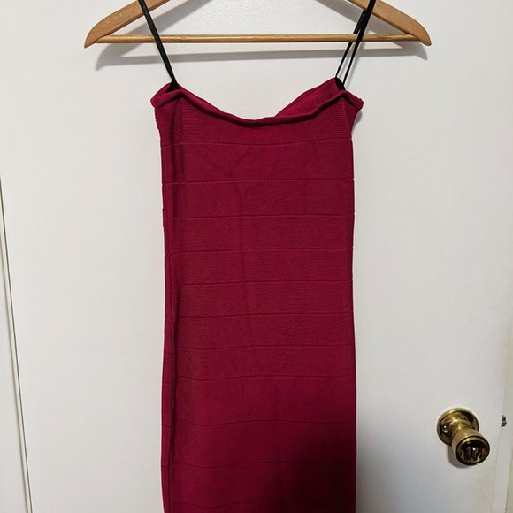 bebe RED SWEETHEART neck strapless bodycon - Picture 3 of 3